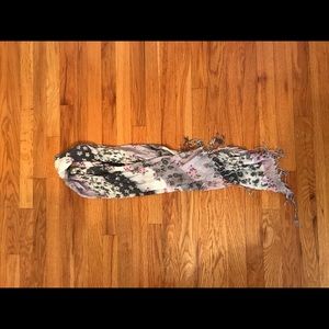 Pink and grey flower scarf